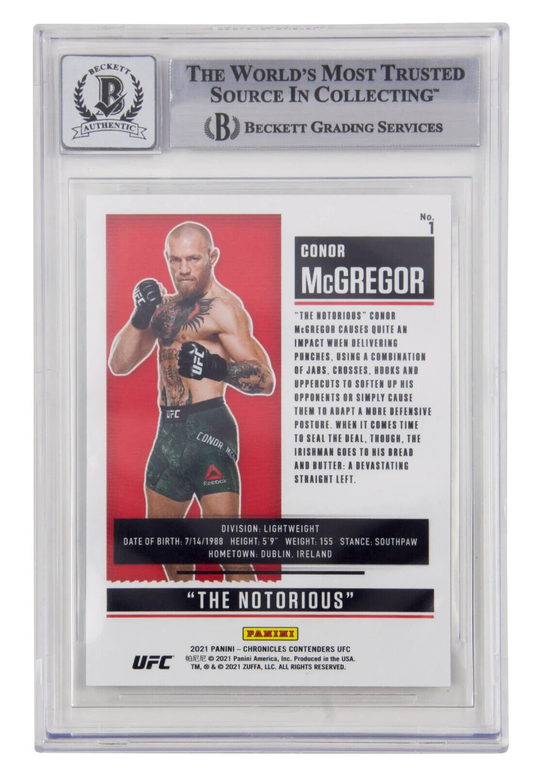 Conor McGregor Signed 2021 Panini Chronicle UFC Season Ticket – BGS 10 Autograph